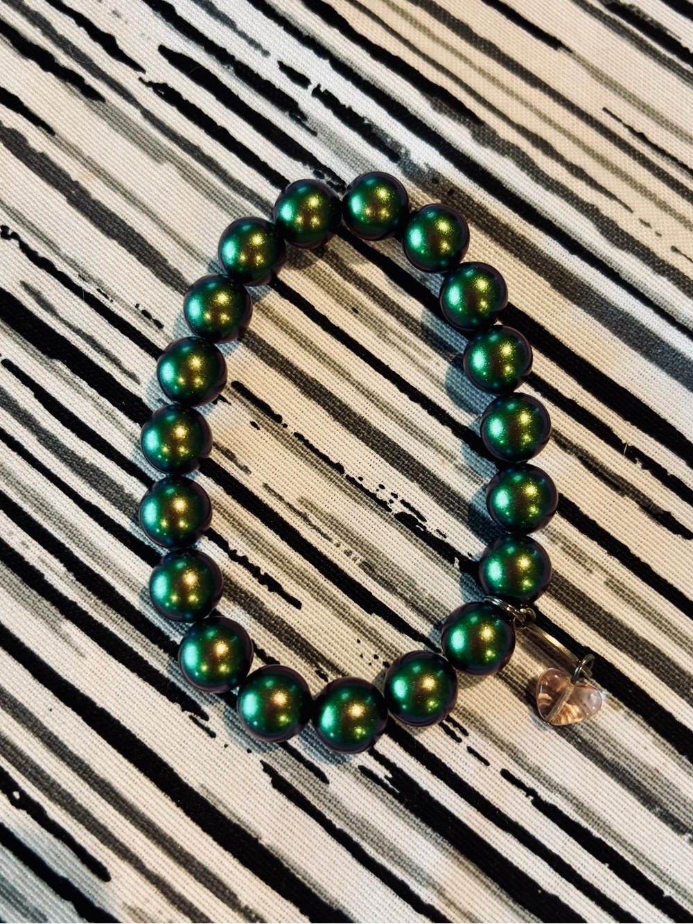 Sabika Green Pearl Stretch Bracelet